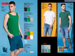 вид сзади
НОВАЯ
КОЛЛЕКЦИЯ
ФУТБОЛКА
039M2911, БЕЛАЯ
ДЖИНСОВЫЕ
ШОРТЫ
С ПОТЕРТОСТЯМИ
079M3412,
ГОЛУБЫЕ
1
2
ФУТБОЛКА В ПОЛОСКУ
039M2910,
СЕРО-ЗЕЛЕНАЯ
ДЖИНСОВЫЕ ШОРТЫ
С ПОТЕРТОСТЯМИ
079M3412,
ГОЛУБЫЕ
3
4 4
темно-
синий
зеленый
2. ШОРТЫ ИЗ ФУТЕРА 079M3410
Цвет: темно-синий, зеленый.
Состав: 100% хлопок. Цвет: светло-
серый меланж. Состав: 85% хлопок,
15% вискоза.
Размеры: 44–60.
1000р. 749р.
светло-серый
меланж
зеленый
черный
1. МАЙКА 068M2201
Цвет: черный. Состав: 100% хлопок.
Размеры: 46, 50, 56, 58. Цвет: зеленый.
Состав: 100% хлопок.
Размеры: 44, 46, 50–54, 58, 60.
600р. 449р.
4. ДЖИНСОВЫЕ ШОРТЫ
С ПОТЕРТОСТЯМИ 079M3412
Состав: 100% хлопок.
Размеры: 44–60.
1900р. 1399р.
голубой
МАЙКА
068M2201,
ЗЕЛЕНАЯ
ШОРТЫ ИЗ ФУТЕРА
079M3410,
ТЕМНО-СИНИЕ
3. ФУТБОЛКА
079M2910 Цвет: серо-голубой,
зеленый, желтый. Состав: 100% хлопок.
Размеры: 44–60.
039M2911 Цвет: темно-синий, красный,
белый. Состав: 100% хлопок.
Размеры: 44–60.
068M2901 Цвет: голубой.
Состав: 100% хлопок.
Размеры: 44, 46, 50, 58.
600р. 449р.
серо-голубой
зеленый
желтый
голубойтемно-синий
красный
белый
вид сзади
5
КРОССОВКИ
SSМ007, СЕРЫЕ,
СМ. НА СТР. 259
5. ФУТБОЛКА В ПОЛОСКУ
079M2911 Цвет: темно-синий, зеленый. Состав: 100% хлопок.
Размеры: 44-60.
039M2910 Цвет: белый, серо-зеленый. Состав: 100% хлопок.
Размеры: 44–50.
068M2902 Цвет: ярко-голубой, зеленый.
Состав: 100% хлопок.
Размеры: 44–52, 58.
800р. 599р.
зеленый
темно-синий
зеленый
ярко-голубой
белый
серо-зеленый
ОГРАНИЧЕНО!
количество
256 №09/2019 №09/2019 257
МОДА И СТИЛЬ
 