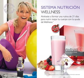 102
SISTEMA NUTRICIÓN
WELLNESS
Atrévete a formar una rutina de 21 días
para nutrir mejor tu cuerpo con la ayuda
de Wellness.*
*Estos productos no son un medicamento ni suplen una alimentacion balanceada.
SINGLUTEN
 