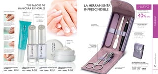 30
ብ Nutritivo para Cutículas
The ONE 10 ml.
31031 10,00€ 5,95€
ቢ Exfoliante para Cutículas
The ONE 7 ml.
31035 10,00€ 5,95€
ቤ Blanqueador de Uñas The ONE
8 ml.
31036 10,00€ 5,95€
ባ Base y Capa Protectora
The ONE 8 ml.
31029 10,00€ 5,95€
TUS BÁSICOS DE
MANICURA ESENCIALES
Kit de Manicura The ONE
Kit de manicura en una cómoda bolsita
con los útiles necesarios para unas uñas
perfectas. Contiene cinco accesorios
para uñas. Accesorio
24855 8,95€ 4,95€
Lima de metal súper
resistente para unas
uñas perfectas.
Estas tijeras son
perfectas para
cortas y dar
forma a tus uñas.
Alisa la zonas
ásperas de la uña
El quitacutículas te
permitirá arrastrar las
cutículas hacia atrás,
ayudando al crecimiento
más fuerte de la uña.
Un cortauñas compacto,
ligero y resistente.
LA HERRAMIENTA
IMPRESCINDIBLE
*Probado en consumidores
BLANQUEA las
uñas amarillentas
MANTIENE el acabado
hasta 3 días* más
REVITALIZA
cutículas y uñas
dañadas
EXFOLIA y masajea
para eliminar las
cutículas secas
¡Sigue estos 4 pasos!
Masajea el exfoliante por las
cutículas para ablandarlas y con
la ayuda de un palito de naranjo
arrástralas hacia atrás.
Aplica la Base antes del esmalte
para proteger las uñas de
transferencias de color o sobre
el mismo para mantener el
esmalte intacto.
¡Dí adiós a las uñas amarillentas!
Aplica el Blanqueador sobre la
uña desnuda para un acabado
natural y lleno de brillo.
Perfecta para mantener las uñas
cuidadas y las cutículas suaves.
Úsalo siempre que lo necesites.
NUEVO
40% DTO
¡OFERTA ESPECIAL
DE LANZAMIENTO!
ቢ
ባ
ቤ
ብ
31
www.oriﬂame.esMAQUILLAJE
 