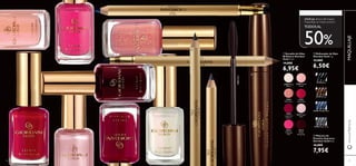 ቢ Esmalte de Uñas
Brilliance Giordani
Gold 11 ml.
14,00€
6,95€
ቤ Máscara de
Pestañas Supreme
Giordani Gold 8 ml.
16,00€
7,95€
ባ Delineador de Ojos
Giordani Gold 1 g.
13,00€
6,50€
ቢ
Brilliance Giordani
Gold
14,00€
6,95€
MAQUILLAJE
22738 Black
22739 Brown
23438 Midnight Blue
23440 Onyx Grey
27088 Misty
White
27090
Pink Carat
27092
Lacquered
Cherry
27091
Royal Red
27089 Pearly
Nude
30413 Satin
Rose
30415
Noble
Burgundy
30414
Tempting
Pink
TODOS AL
¡Disfruta ahora del mejor
maquillaje al mejor precio!
36 37
www.oriﬂame.es
ቢ
ባ
ቤ
50%
24097Black
 