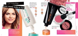 ቢ Bálsamo BB Cream Very
Me Crema hidratante ligera que
uniﬁca, protege e ilumina la piel con
una pizca de color. Con Hamamelis
suavizante que cierra los poros de
la piel, esferas de Sílice que
absorben la grasa y factor de
protección SPF 12. 30 ml.
10,00€ 4,95€
ቤ Brocha para Colorete
Very Me Tamaño: largo
10.7 cm. Accesorio.
24897 7,95€
3,95€
30496
Extra Light
30497
Light
30498
Medium
Light
No dejes pasar LA
OPORTUNIDAD de conseguir
ahora tus básicos de maquillaje.
En este catálogo, ¡al 50% dto!
¡Un maquillaje
que revela toda tu luz!
ባ Hidratante Ligera con
Color Very Me Tu rostro
hidratado con un ligero tono
natural. Para las que quieren un
maquillaje súper ligero. 30 ml.
10,00€ 4,95€
20529
Light
20530
Dark
Elige el colorete según sea tu maquillaje. Los tonos coral potencian tu
mirada mientras que los rosados son perfectos para destacar los labios.
Mahsa, Responsable de Desarrollo de Producto.
ብ Colorete Cherry Very Me
Acentúa tus mejillas con un toque de
color suave y rosado. 2 g.
9,00€ 4,50€
ELIGE TU COLORETE
¡Ponle color al frío
invierno con tus básicos
TODOS AL
50% DTO
¡ALERTA¡ALERTA
BEAUTY!
24350
P
retty Pink
24351SweetCoral
44 45
www.oriﬂame.esLÍNEAJOVEN
preferidos a un descuento
insuperable!
ባ
ብ
ቤ
ቢ
 