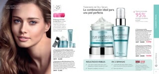 ብ Serum Concentrado Milagro
True Perfection Enriquecido con el
Complejo InstantGlow y Extracto de
Árbol de Seda Persa. Previene la
pérdida de luz, juventud, vitalidad y
frescura natural, actuando contra las
impurezas acumuladas y los signos de
fatiga. 30 ml.
30873 28,00€ 19,95€
ቤ Tratamiento de Día
Perfeccionador True Perfection
El Tratamiento de Día Perfeccionador
proporciona una inyección de
hidratación al instante dejando la piel
con una sensación de suavidad y un
aspecto radiante. Enriquecido con
Extracto de Árbol de Seda Persa
pendiente de patente para prevenir los
primeros signos de la edad. 50 ml.
30871 28,00€ 17,95€
ቢ Tratamiento de Noche Regenerador
True Perfection El nuevo Tratamiento de Noche
Regenerador hidrata y regenera la piel durante la
noche. Enriquecido con Extracto de Árbol de Té
Persa pendiente y Ácido Glicólico para alisar las
primeras líneas de expresión, mejora la textura,
el tono y la luminosidad de la piel. 50 ml.
30872 28,00€
ባ Iluminador de Ojos Revitalizante True
Perfection Hidrata y perfecciona tu contorno de
ojos con el masajeador efecto frío que proporciona
luminosidad a los ojos de aspecto cansado. Fórmula
enriquecida con Árbol de Seda para una piel más
suave, una luminosidad radiante y la prevención de los
primeros signos de la edad. 15 ml.
30874 22,00€
El Extracto de Árbol
de Seda Persa combate
las impurezas en las
células de la piel para un
rostro perfecto: mejora
la luminosidad, uniﬁca el
tono y le aporta tersura y
suavidad a la piel.
Tratamiento de Día y Serum:
La combinación ideal para
una piel perfectauna piel perfecta
La combinación ideal para
La piel está más suave, sedosa y tersa y
reduce las primeras líneas de expresión**
EN 2 SEMANAS
*Evaluación clínica en 22 mujeres
**Test de consumo realizado
en 66 mujeres
RESULTADOSVISIBLES
Mejora la luminosidad
95%de eﬁcacia clínicamente
probada*
DESPUÉSANTES
www.oriﬂame.es
ILUMINA • UNIFICA • SUAVIZA
9998
ቢ
ባ ቤ
ብ
3 de cada 4 mujeres observaron como
desaparecía el aspecto cansado de su piel*
Recupera la vitalidad y la frescura**
Tono más uniforme**
*Test de consumo realizado en
66 mujeres combinando el Serum
Concentrado y elTratamiento de Día.
Para todo tipo
de pieles
CUIDADOFACIAL
+25
 