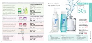 112
ባ Crema de Noche Oxygen Boost para Piel
Grasa Optimals 50 ml.
25199 24,00€
ቢ Crema de Día Oxygen Boost para Piel
Grasa Optimals 50 ml.
25198 24,00€
Crema de Día Anti-Manchas Even Out
SPF 20 Optimals 50 ml.
25206 28,00€
ባ Crema de Noche Skin Youth Optimals
50 ml.
25203 28,00€
ቢ Crema de Día Skin Youth SPF 10 Optimals
50 ml.
25200 28,00€
ባ Crema de Noche Vital Deﬁnition Optimals
50 ml.
25209 28,00€
ቢ Crema de Día Vital Deﬁnition SPF 10
Optimals 50 ml.
25208 28,00€
Leche Limpiadora para Piel Seca y Sensible
Optimals Suave limpiadora cremosa que elimina las
impurezas y restos de maquillaje de la piel seca y
sensible. Con tecnología antioxidante patentada
Lingon 50:50™. 200 ml.
25210 14,00€
ብ Tónico Puriﬁcante para Piel Grasa
Optimals 200 ml.
25262 14,00€
ቢ Gel Espumoso para Piel
Normal y Mixta Optimals
200 ml.
25260 14,00€ 6,95€
ቤ Limpiadora en Gel para Piel Grasa
Optimals 200 ml.
25258 14,00€
ባ Tónico Equilibrante para
Piel Normal y Mixta Optimals
200 ml.
26000 14,00€ 6,95€
ቤDispensador Discos de
Algodón Capacidad para almacenar
35 discos de algodón o 120
algodoncillos (no incluídos). Plástico.
Tamaño 8,7 x 7,65 cm. Accesorio.
9522 7,00€ 2,95€
Piel limpia y equilibrada
Elimina los restos de maquillaje
Piel fresca y radiante
Con capacidad para 35 discos
de algodón. ¡Para tenerlo
siempre a mano!
+30
+50 todo tipo de pieles
todo tipo de pieles
Tus aliados en la rutina
de belleza diaria
PIEL GRASA Todas las edades
Combate los primeros signos de la edad con Optimals
SkinYouth, diseñada especialmente para reducir el tono
apagado de la piel, las ﬁnas líneas, las rojeces y los poros
dilatados.
TU PIEL PERFECTA:
¿Tu piel tiene algunas zonas secas y mucha grasa en
la zonaT? Necesitas texturas suaves y ligeras formuladas
con partículas que absorben el exceso de grasa e
hidratan la piel grasa dejándola fresca y matiﬁcada
al instante.
LaTecnología Patentada LINGON 50:50™
refuerza la estructura de la epidermis gracias a su
PROTECCIÓN ANTIOXIDANTE 3VECES MAYOR.
OXYGEN BOOST combina laTecnología
Lingon 50:50™ con O2 ACTIVO (Oxígeno)
que ayuda a la piel a transpirar tener así un aspecto
más sano y fresco.
A partir de los 50 años el colágeno y la elastina de la piel
se debilitan y se rompen con mayor facilidad, causando
la ﬂacidez de la piel y la pérdida de deﬁnición del óvalo
facial. Las Cremas de Día y de NocheVital Deﬁnition de
Optimals con activo de Magnolia, combaten la ﬂacidez,
suavizan la textura de la piel y restauran su juventud.
Todo tipo de pieles
A veces es mejor tratar un problema a tiempo que
enmascararlo. Deja que Even Out te ayude a reducir
las manchas de la piel causadas por el sol y siente
cómo mejora la complexión y el tono de tu piel.
PIEL SECAY SENSIBLE
¿Tu piel es demasiado sensible para una limpiadora
normal?Te presentamos la mejor alternativa para
limpiar y toniﬁcar las pieles secas y sensibles.
Piel limpia e hidratada
Elimina el maquillaje
Sensación de frescura
Piel preparada para la hidratación
todo tipo de pielesMANCHAS
GEL TÓNICO DISPENSADOR
¡Una piel bella,
equilibrada y joven por
muy poco!
50%
¡ALERTA¡ALERTA
BEAUTY!
www.oriﬂame.es
113
ቢ
ባ
ቤ ብ
ቢ ባ
ቢ ባ
Prepara la piel para la posterior
aplicación de la crema de día o de noche
Elimina las impurezas y cierra los poros
CUIDADOFACIAL
ቤ
ቢ ባ
 