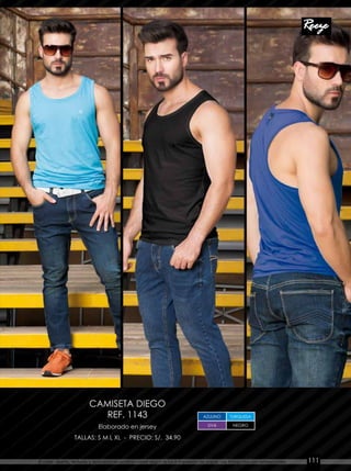Elaborado en jersey
TALLAS: S M L XL - PRECIO: S/. 34.90
CAMISETA DIEGO
REF. 1143 TURQUESAAZULINO
NEGROUVA
El color, diseño, texturas y aplicaciones podrían variar según la luz e impresión de papel. Las fotografías son referenciales. 111
 