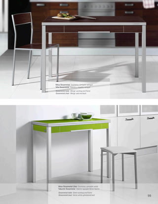 Mesa Oceanmetal · Encimera y armazón wengué
Silla Oceanmetal · Asiento y respaldo wengué
Oceanmetal table · Wenge worktop and frame
Oceanmetal chair · Wenge seat and back




   Mesa Oceanmetal Libro · Encimera y armazón verde
   Taburete Oceanmetal · Asiento tapizado Vector blanco
   Oceanmetal table · Green worktop and frame
   Oceanmetal stool · Vector white upholstered seat       99
 