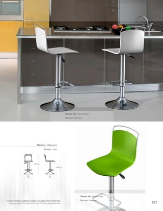 Taburete Win · Asiento blanco
                                                                                            Win stool · White seat




                                               Medidas · Measures
                                                          Taburete · Stool




                                         84/110 cm
                                                                             55/80     cm




                                38                                46
                                cm                                cm




                                                                                                               Taburete Win · Asiento verde

Consulte versiones, acabados y códigos en la página 87 de nuestra tarifa                                       Win stool · Green seat
  Please go to page 87 of our price list to consult the versions, finishes and codes                                                          123
 