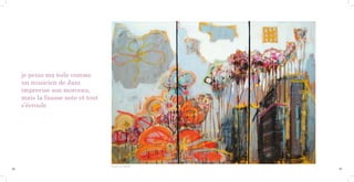 je peins ma toile comme
     un musicien de Jazz
     improvise son morceau,
     mais la fausse note et tout
     s’écroule




                                   Envol [3 x (75 x 35)] 2011
22                                                              23
 