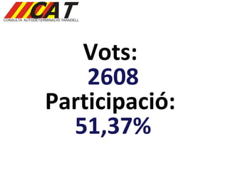 Vots:  2608 Participació:  51,37% 
