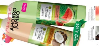 

125124
NatureSecretsShowerGel
withMoisturisingAloeVera&Watermelon
GeldeDuchaHidratanteconAloeVeray
SandíaNatureSecretsTamañoGigante
Refresca,limpialapielylallenadevitalidadcon
AloeVerahidratanteyextractodeSandía
suavizante.Sinagentesjabonosos.pHneutro.
750ml.
2645413,00€
NatureSecretsShowerCream
withNourishingWheat&Coconut
CremadeDuchaNutritivaconTrigoyCoco
NatureSecretsTamañoGigante
SuavecremadeduchaconproteínadeTrigo
hidratanteyaceitedeCocohidratante.750ml.
2645513,00€
8,50€
Cada
uno
750ML
¡Extraverano!AHORROJUMBO
 