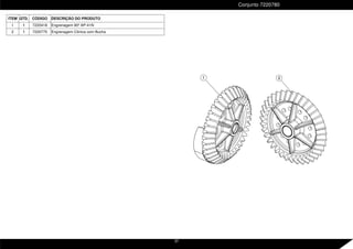ITEM QTD. CÓDIGO DESCRIÇÃO DO PRODUTO
1 1 7220418 Engrenagem 90º AP-41N
2 1 7220775 Engrenagem Cônica com Bucha
Conjunto 7220780
1 2
37
 