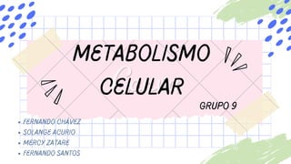 metabolismo
Celular
Grupo 9
Fernando Chávez
Solange Acurio
Mercy Zatare
Fernando Santos
 