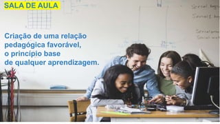 SESSÃO SÍNCRONA
26 de abril de 2021
20
Criação de uma relação
pedagógica favorável,
o princípio base
de qualquer aprendizagem.
SALA DE AULA
 