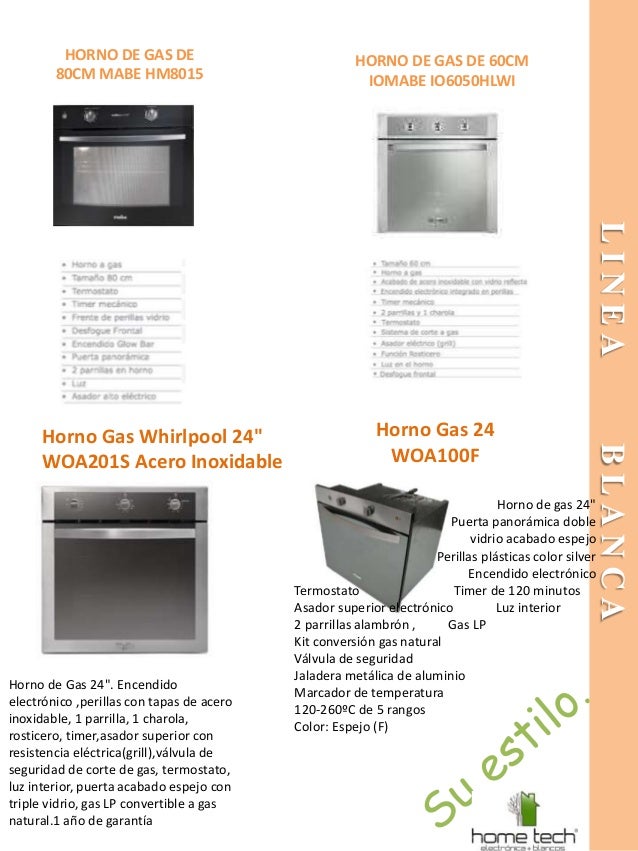 Horno de gas. Manual de Uso, Cuidado e Instalación WOA105F WOA201S WOA205S  o visite nuestra página de internet. - PDF Descargar libre