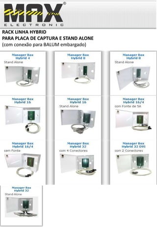 RACK LINHA HYBRID
PARA PLACA DE CAPTURA E STAND ALONE
(com conexão para BALUM embargado)
 