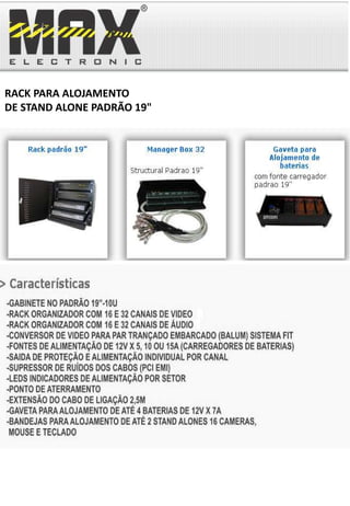 RACK PARA ALOJAMENTO
DE STAND ALONE PADRÃO 19"
 
