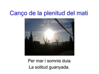 Canço de la plenitud del mati
Per mar i somnis duia
La solitud guanyada.
 