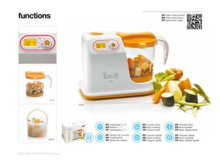 functions                                                                           ES Video instrucciones
                                                                                    EN Video instructions
                                                                                    FR Instructions vidéo




                      1,1 lt.

                                 10500




                                         ES Capacidad 1,1 lt    ES Cocción lenta                ES Triturado lento
                                         EN Volume 1.1 l        EN Slow cooking                 EN Slow liquidise
                                         FR Contenance 1,1 l    FR Cuisson lente                FR Mixer vitesse lente

                                         ES Tiempo de Cocción   ES Cocción rápida               ES Triturado rápido
                                         EN Cooking time        EN Quick cooking                EN Quick liquidise
                     0,85 lt.            FR Temps de cuisson    FR Cuisson rapide               FR Mixer vitesse rapide




226 | electronics | mini goumi
 