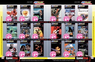 ALCUNE RESTRIZIONI POTREBBERO ESSERE APPLICATE. LA CONSOLE E I GIOCHI SONO RE-PLAY®, OVVERO, TRATTASI DI PRODOTTI USATI. ALCUNI PRODOTTI POTREBBERO NON ESSERE DISPONIBI
                                                                                    SU ALCUNI PUNTI VENDITA. L’ OFFERTA È VALIDA FINO AD ESAURIMENTO SCORTE E NON CUMULABILE CON ALTRE PROMOZIONI. SCADE IL 30/09/2012. CHIEDI AL NOSTRO STAFF PER CHIARIMENTI.




                                                                              236
                                                                                                                                                                                                                                                                                                             _PLAY WITH




tuo acquisto? Avrai 24 ore di tempo per cambiarlo con altri prodotti.
_GARANTIAMO LA TUA SODDISFAZIONE SULL’ACQUISTO. Non sei soddisfatto del
                                                                                                                                                     -10% RISPETTO AL PREZZO AL PUBBLICO PER TUTTI I POSSESSORI DI REPLAY CARD
                                                                                                                                                                                                                                 -10% RISPETTO AL PREZZO AL PUBBLICO PER TUTTI I POSSESSORI DI REPLAY CARD




        USATO? PORTACELO E SCEGLI QUALSIASI ALTRO PRODOTTO IN NEGOZIO.
    _GARANTIAMO IL RITIRO DI TUTTI I TUOI PRODOTTI USATI. SEI STUFO DEL TUO
                                                                                                                                                                                                                                                                                                             _PLAY WITH




                                                                                                                                                     -10% RISPETTO AL PREZZO AL PUBBLICO PER TUTTI I POSSESSORI DI REPLAY CARD
                                                                                                                                                                                                                                 -10% RISPETTO AL PREZZO AL PUBBLICO PER TUTTI I POSSESSORI DI REPLAY CARD




                                                                              237




                                                                                    ALCUNE RESTRIZIONI POTREBBERO ESSERE APPLICATE. LA CONSOLE E I GIOCHI SONO RE-PLAY®, OVVERO, TRATTASI DI PRODOTTI USATI. ALCUNI PRODOTTI POTREBBERO NON ESSERE DISPONIBI
                                                                                    SU ALCUNI PUNTI VENDITA. L’ OFFERTA È VALIDA FINO AD ESAURIMENTO SCORTE E NON CUMULABILE CON ALTRE PROMOZIONI. SCADE IL 30/09/2012. CHIEDI AL NOSTRO STAFF PER CHIARIMENTI.
 