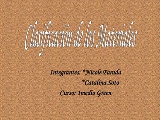Integrantes: *Nicole Parada
            *Catalina Soto
    Curso: 1medio Green
 