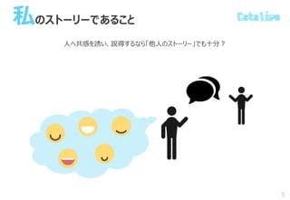 私のストーリーであること
人へ共感を誘い、説得するなら「他人のストーリー」でも十分？
5
 