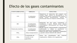Efecto de los gases contaminantes
 