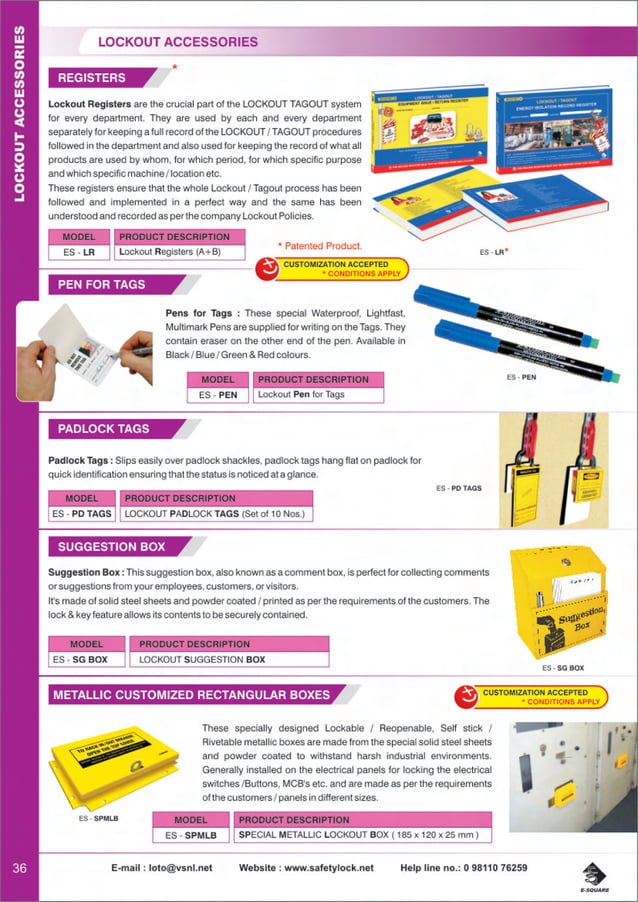 E-Square Lockout Tagout : Catalog 2012-13 | PDF