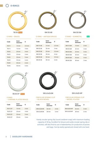 4520/35 NP
5
,
0
4520/40 BK
5
,
0
35
SADDLERY HARDWARE
10
D-RINGS
D-Rings
D-Rings made of iron wire are welded and have an...