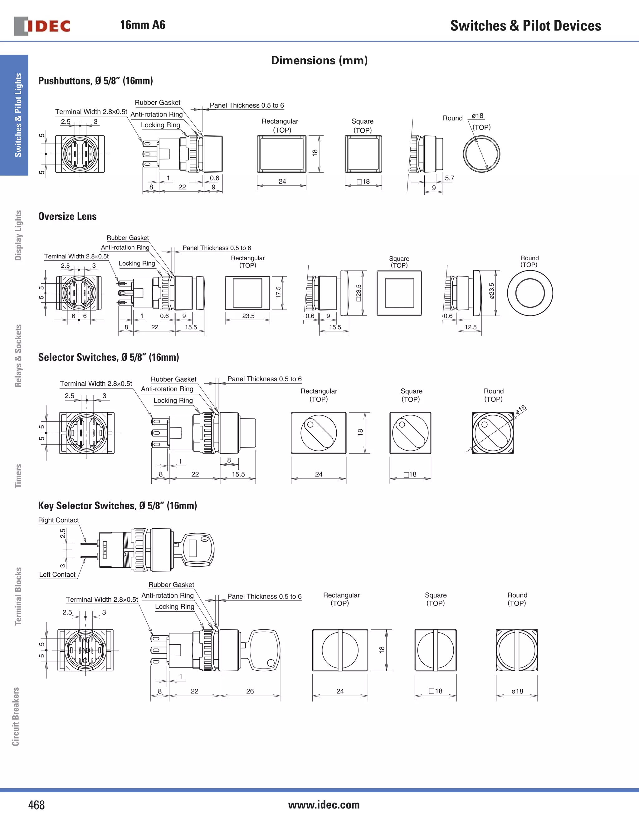 Catalog đèn báo nút nhấn công tắc IDEC (Nhật Bản) - dòng A6 | PDF