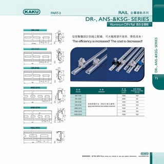 (KAKU) PART-3
~Ml~~~
~
~~ 1:'~
Fl~ I:}~
~i '=tW EffI - ... I ~~
"
H~ i:f],.
F~- ~ "I lti:~p;_
~~Rn~tt~~~~-. ~*~Mm*~$. •ft~*!
The efficiency is increased! The cost is decreased!
l!:! 511 i'~ 'III :& I! @'lrn!V;i;J
M d I M t I
Length Packge quantity
o e a ena (mm) (PCS)
I DR-1100 1000 100
I DR-1200 2000 60
I DR-5100
l_ DR-8100 _
I ANS-3215
1000 100
~%l!U8il~ < ~iHLii1t~~ > 1 - - -
1000
- - - -
100
- -
aging heat treatment and oxidationtreatment t - - - - - - - - -
1000 40
I ANS-3218 1000 100
l- KSG-2510 1000 100
V)
LU
0:::
LU
V)
I
~
V)
~
~
I
V)
z<(
I
0:::
0
 