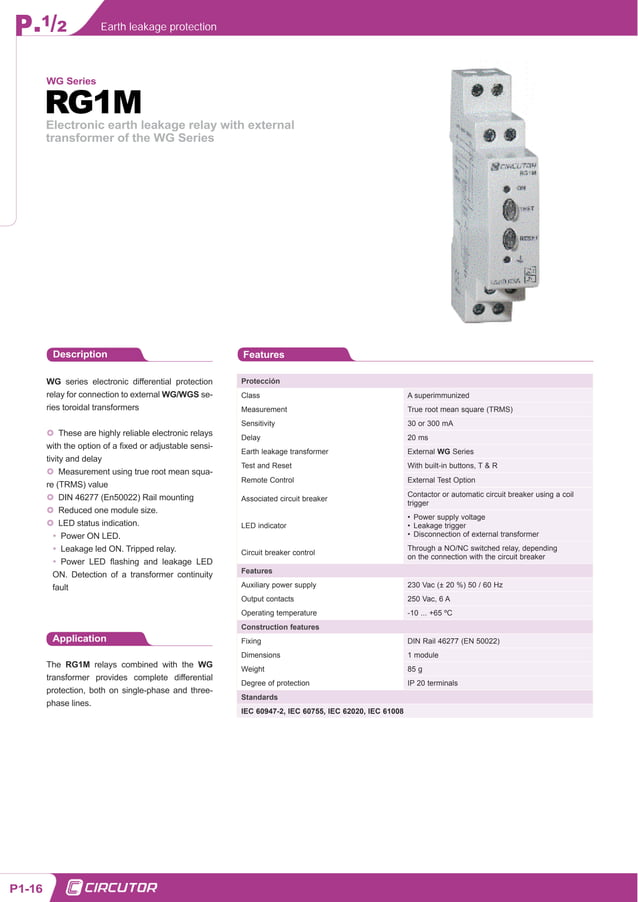 Circutor Rgf Catalog relay bảo vệ Circutor dòng RGE | PDF