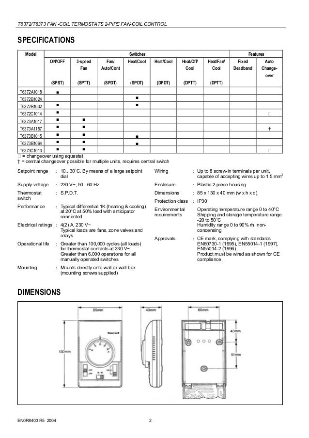 Catalog Thermostat Honeywell T6373