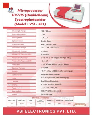 Catalog Double Beam UV-VIS Spectrophotometer VSI-501