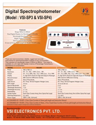 Catalog - Digital Spectrophotometers VSI-SP3/SP4