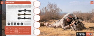 29
28
athlonoptics.com
RIFLESCOPES
|
ARES
ETR
UHD
ARES ETR UHD
PRODUCT FEATURES
A
P
L
R
2
F
FP
I
R
M
O
A
A
P
L
R
5
F
FP
I
R
M
O
A
A
P
R
S
1
F
F
P
I
R
M
I
L
A
P
L
R
6
F
FP
I
R
M
O
A
A
P
R
S
6
F
F
P
I
R
M
I
L
PRODUCT SPECIFICATION
POWER X
OBJ. LENS
TURRET
STYLE
TUBE
SIZE
AVAILABLE
RETICLES
SURFACE
FINISH
EYE
RELIEF
FOV
@100 YDS WEIGHT LENGTH
3-18x50 FFP
Exposed
& Locking
34 mm
APLR6 FFP IR MOA
Matte 3.74” 39.2-6.65 ft 31.4 oz 14.2”
APRS6 FFP IR MIL
4.5-30x56 FFP
Exposed &
Locking
34 mm
APLR2 FFP IR MOA
Matte/
*Brown
3.9” 24.5-3.75 ft 36.5 oz 15.3”
APLR5 FFP IR MOA
APRS1 FFP IR MIL
APRS6 FFP IR MIL
High Precision Erector System,
Aircraft Grade Aluminum Tube, Side
Parallax Adjustment, XPL Coating,
Illuminated Reticles, Etched Glass
Reticles, Exposed Turrets, Waterproof
L
OCKING TURRET
S
LOCKING TURRETS *
* Locking Feature on Windage only
4.5-30x56 FFP
3-18x50 FFP
4.5-30x56 FFP
The Ares ETR First Focal Plane scope is loaded with features that will allow you to take your long
range shooting to another level. Featuring a stainless steel turret system, the Ares ETR has the
most tactile clicks and a true zero stop on the elevation turret to make sure your turrets and shots
are right on every time. A locking feature is equipped on windage turret. Extra Low dispersion
lenses allow for the sharpest and best color image possible. Constructed with an 34mm tube, this
riflescope can withstand even the harshest of elements.
BEST
USED
FOR
VISIT THE
PRODUCT
PAGE
 