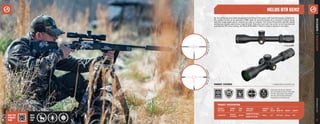41
athlonoptics.com
RIFLESCOPES
|
HELOS
BTR
GEN2
HELOS BTR GEN2
PRODUCT FEATURES
40
All the attributes of an ideal designated marksman rifle scope, with features equally suitable for
the modern hunter or an operators’ DMR. Ideal for anyone looking for a solution to short range
and mid-range applications, whether you dial or holdover. First Focal Plane MOA and MIL based
reticles are always valid at any magnification. Robustly built with fool-proof turret features and
a protective XPL lens coat­
ing, the Helos BTR GEN2 2-12x42 is ready to deploy in any field.
PRODUCT SPECIFICATION
POWER X
OBJ. LENS
TURRET
STYLE
TUBE
SIZE
AVAILABLE
RETICLES
SURFACE
FINISH
EYE
RELIEF
FOV
@100 YDS WEIGHT LENGTH
2-12x42 FFP
Exposed
& Locking
30 mm
AHMR2 FFP IR MOA
Matte 3.6” 55.7-9.6 ft 25.4 oz 11.8”
AHMR2 FFP IR MIL
High Precision Erector System,
Aircraft Grade Aluminum Tube, Side
Parallax Adjustment, Illuminated
Reticles, Etched Glass Reticles,
Exposed Turrets, Waterproof
2-12x42 FFP
A
H
M
R
2
F
F
P
I
R
M
O
A
A
H
M
R
2
F
F
P
I
R
M
I
L
BEST
USED
FOR
VISIT THE
PRODUCT
PAGE
L
OCKING TURRET
S
LOCKING TURRETS *
* Locking Feature on Elevation only
 