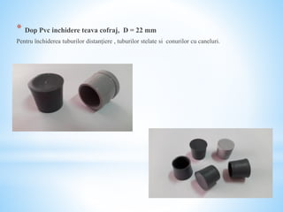* Dop Pvc inchidere teava cofraj, D = 22 mm
Pentru închiderea tuburilor distanţiere , tuburilor stelate si conurilor cu caneluri.
 