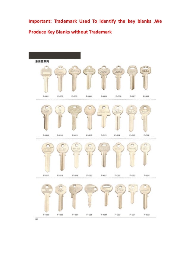 Key Blank Conversion Chart