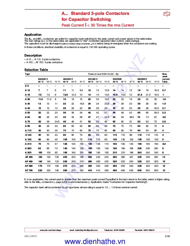 Abb Star Delta Contactor Selection Chart