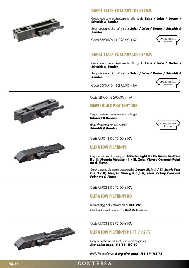CONTESSA Picatinny rail in hardened steel for Benelli Argo//Slitta in accaio