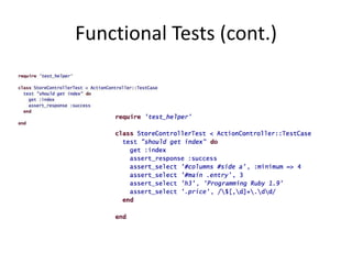 Functional Tests (cont.)