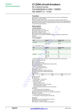 Cataloge schneider mcb c120 h | PDF