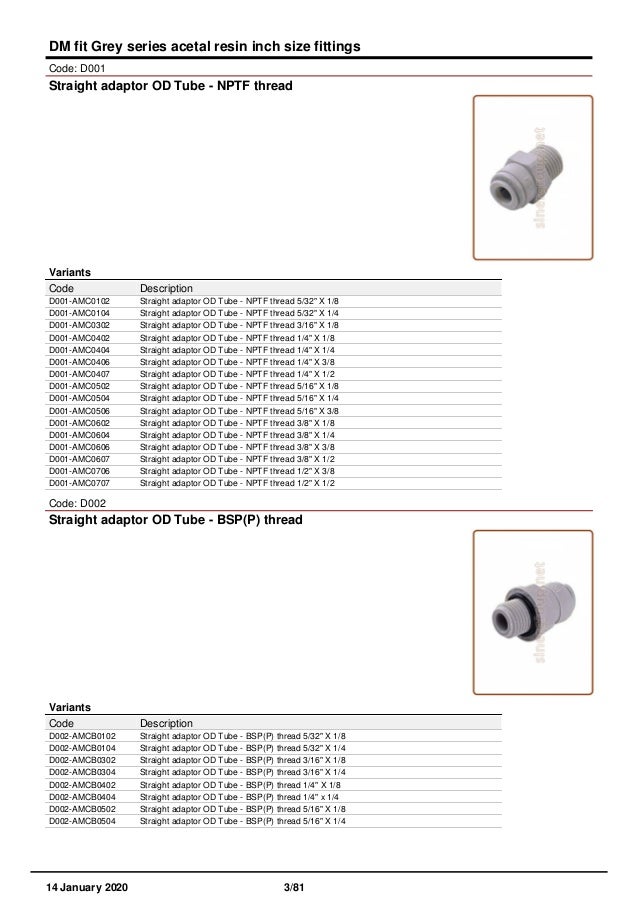 Fittings DM fit quick fit catalog