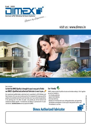 Dimex Catalog, Dimex uPVC Windows, uPVC Doors, Dimex uPVC Profiles | PDF