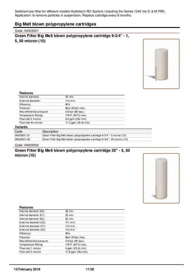 Housings Drop In Filters Catalogue