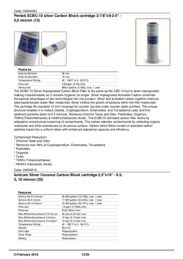 Housings Drop In Filters Catalogue