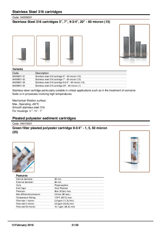 Housings Drop In Filters Catalogue