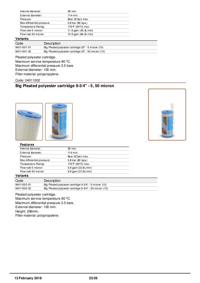 Housings Drop In Filters Catalogue