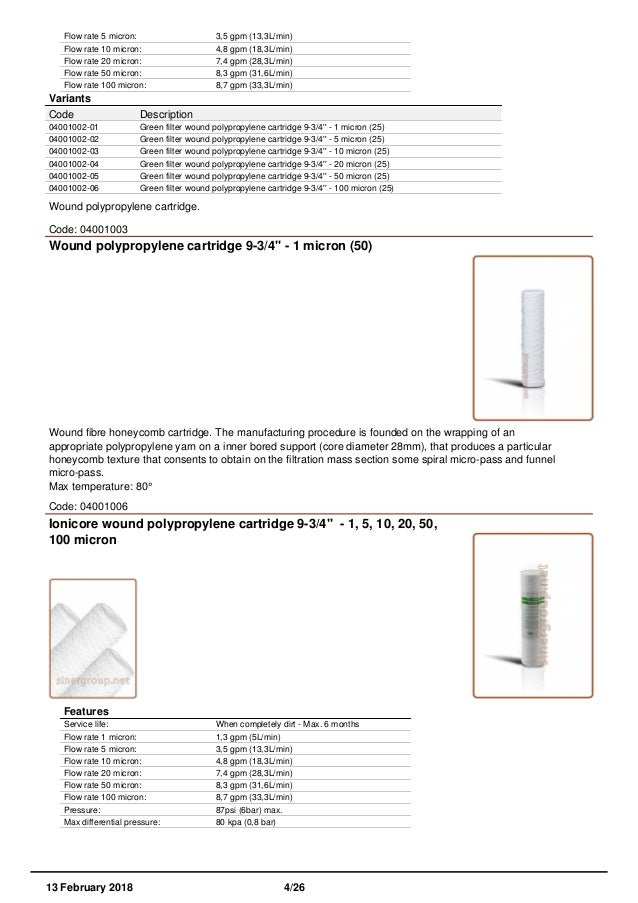 Housings Drop In Filters Catalogue