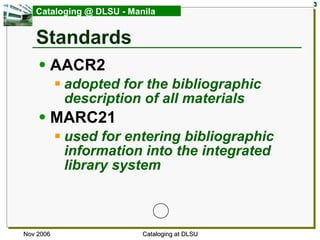 Cataloging At The De La Salle University Library | PPT