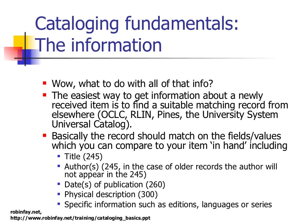 Cataloging basics